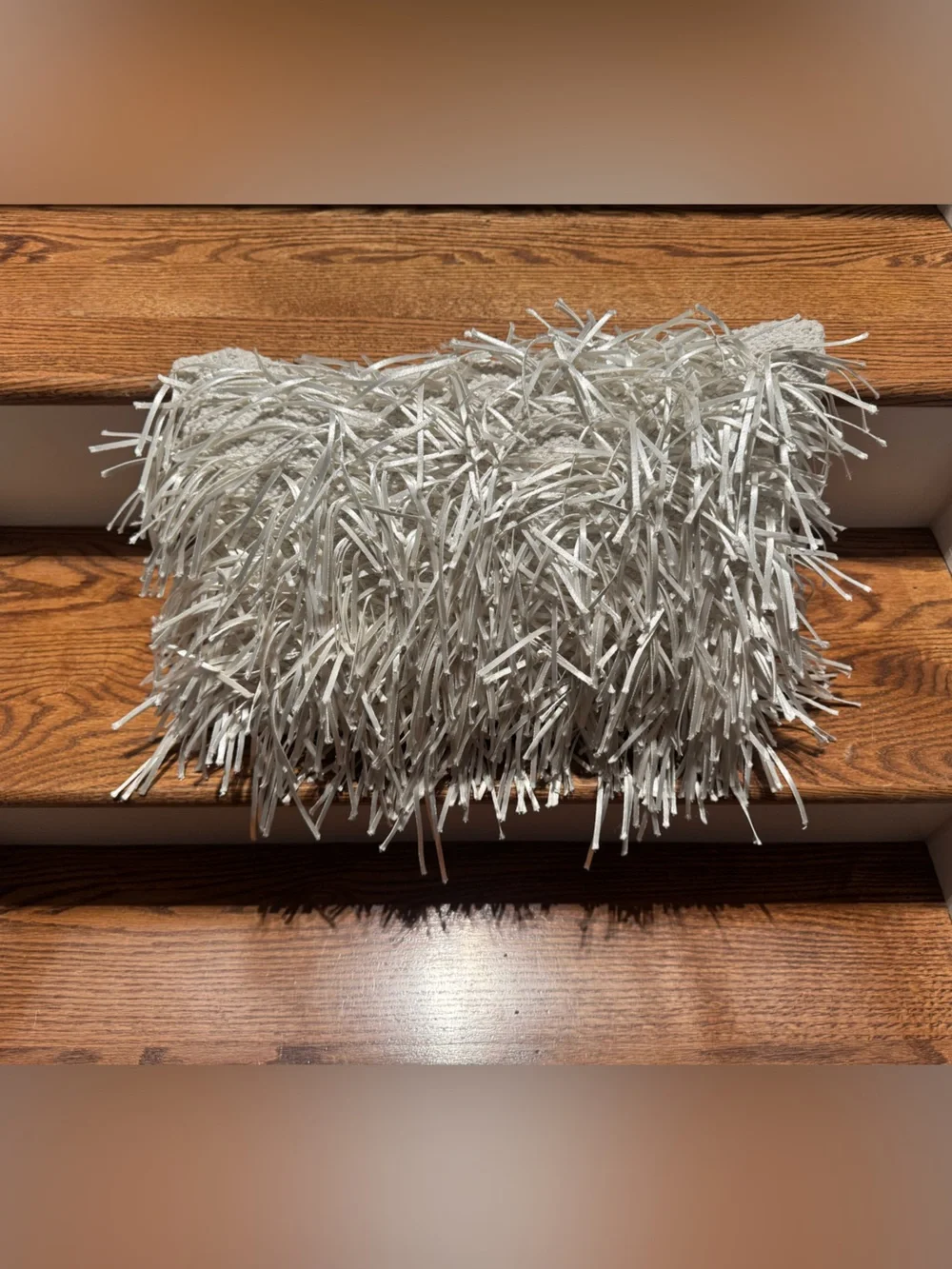 White fringe lumbar throw pillow